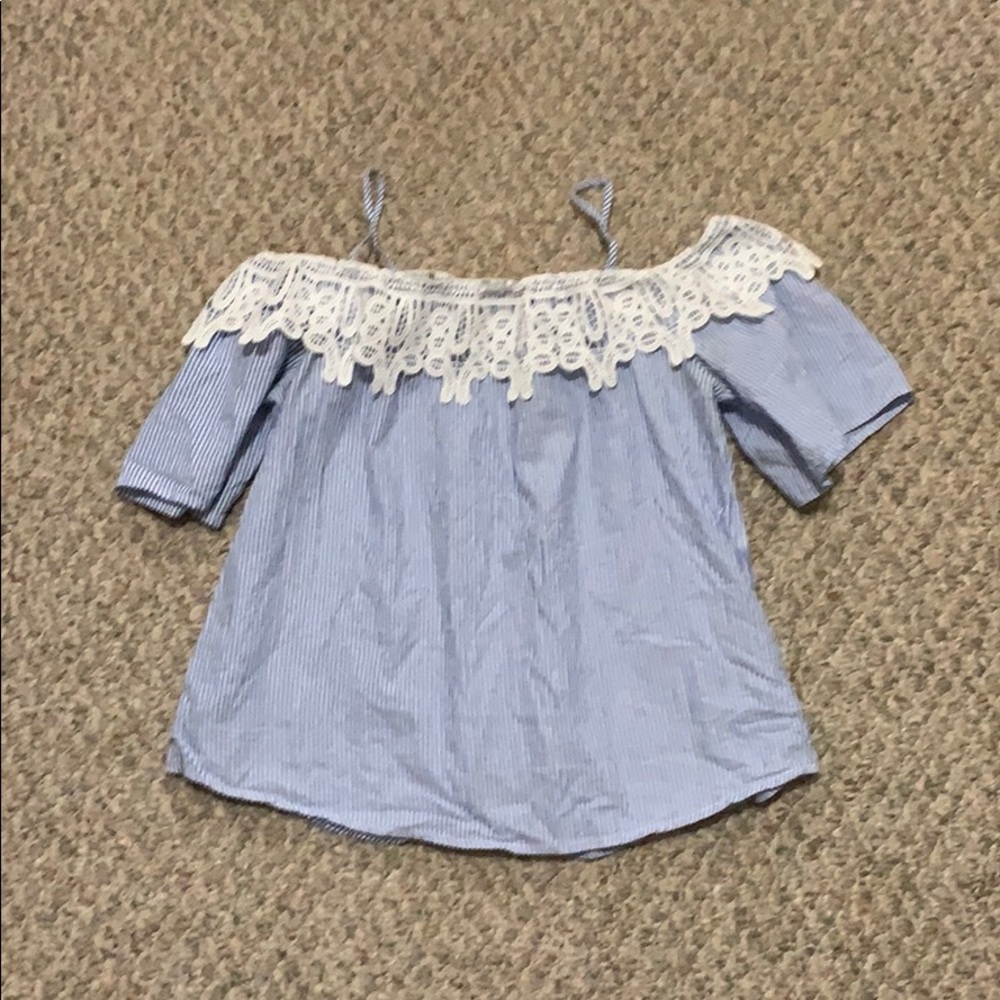 Crochet pinstripe blouse